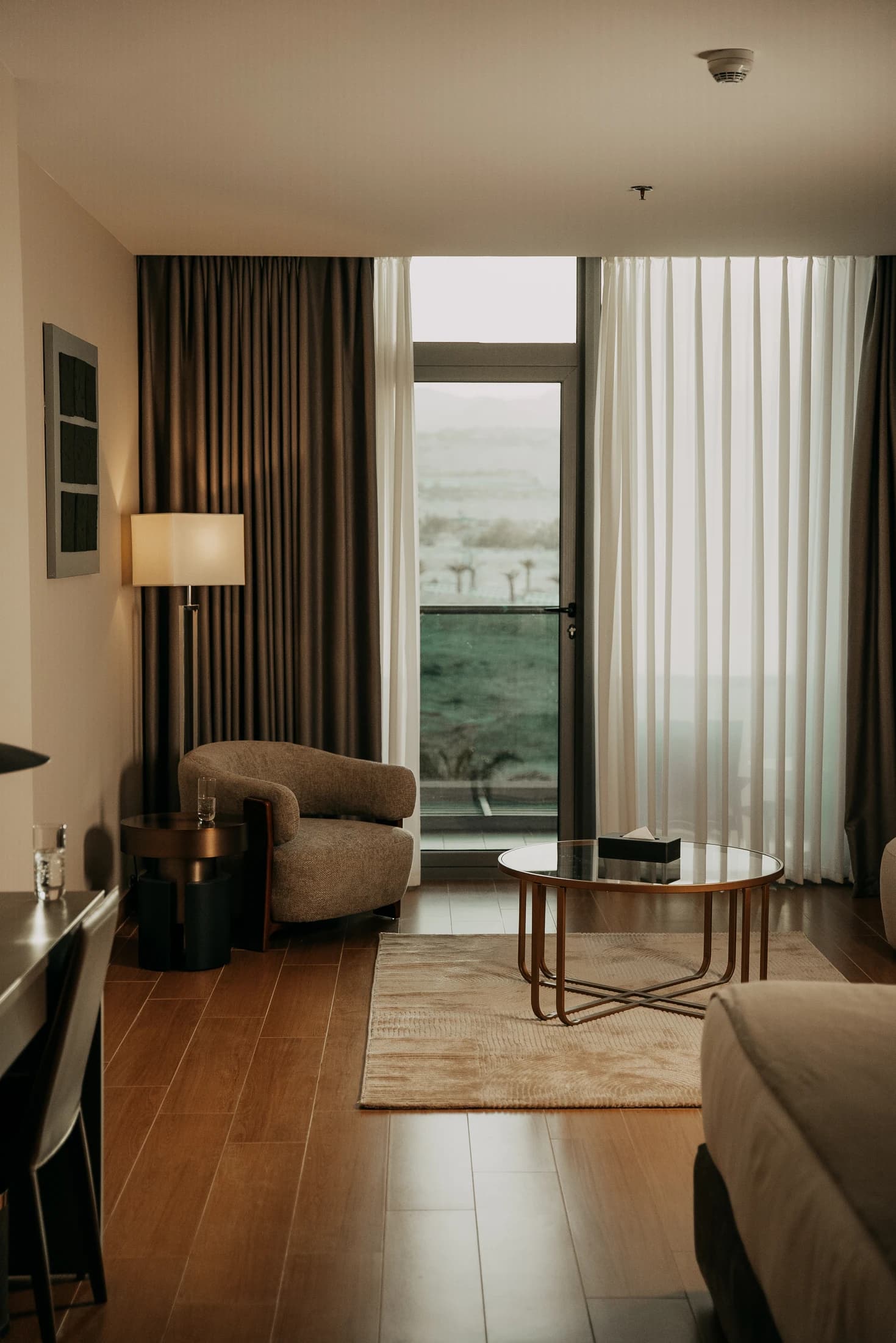 Guest room reading chair with valley view
