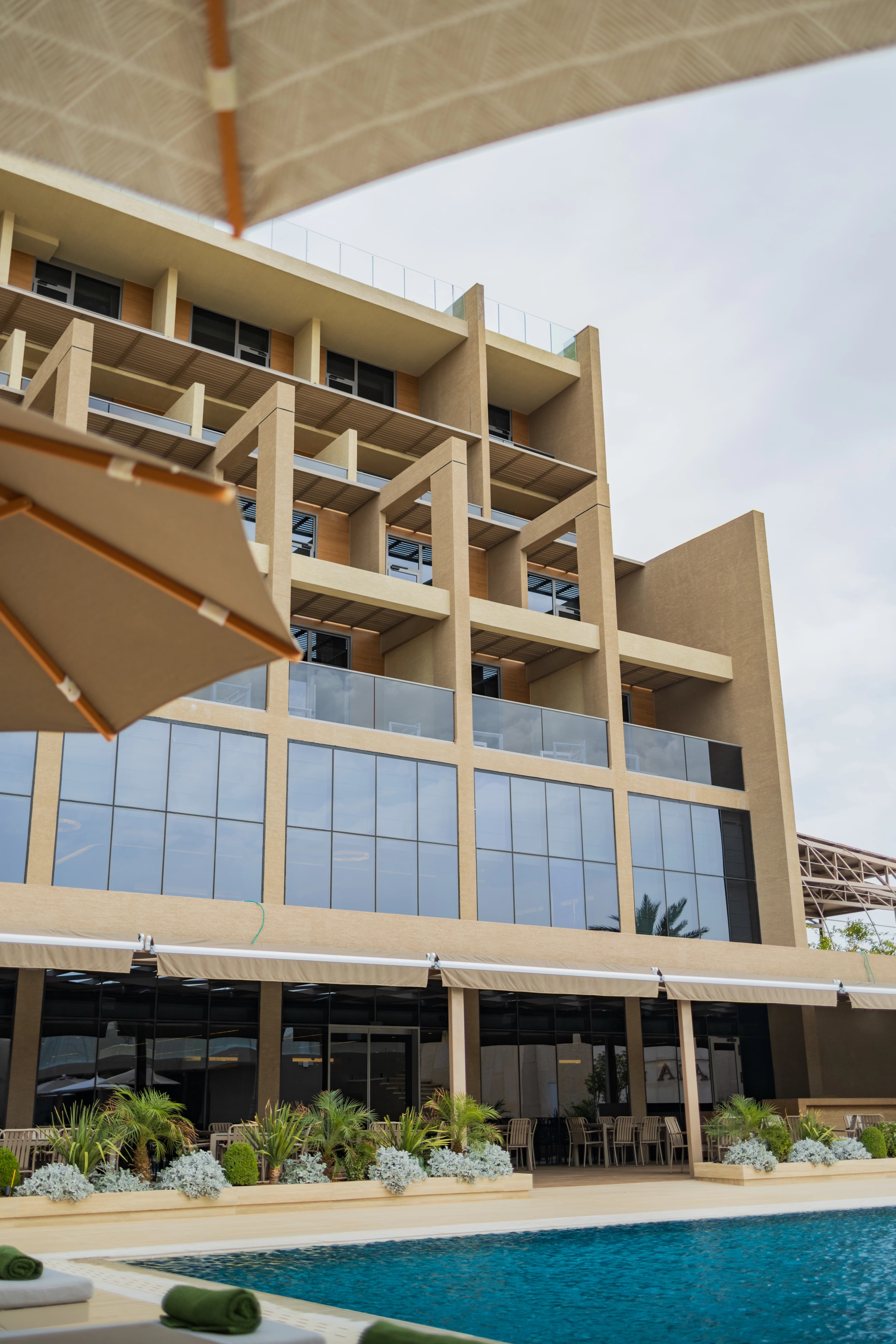 Hotel exterior poolside