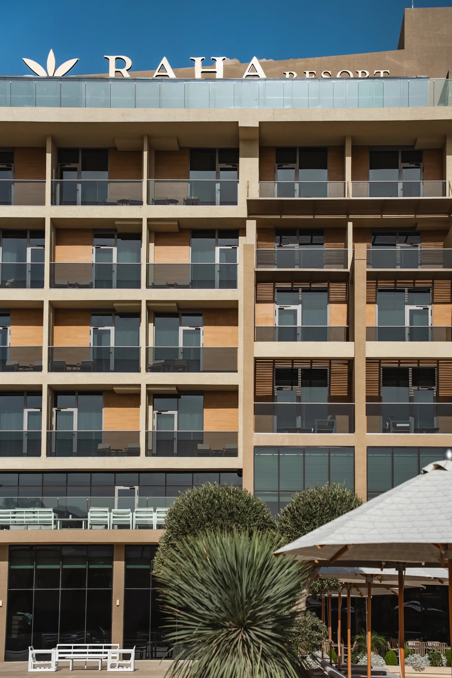 Hotel facade balconies