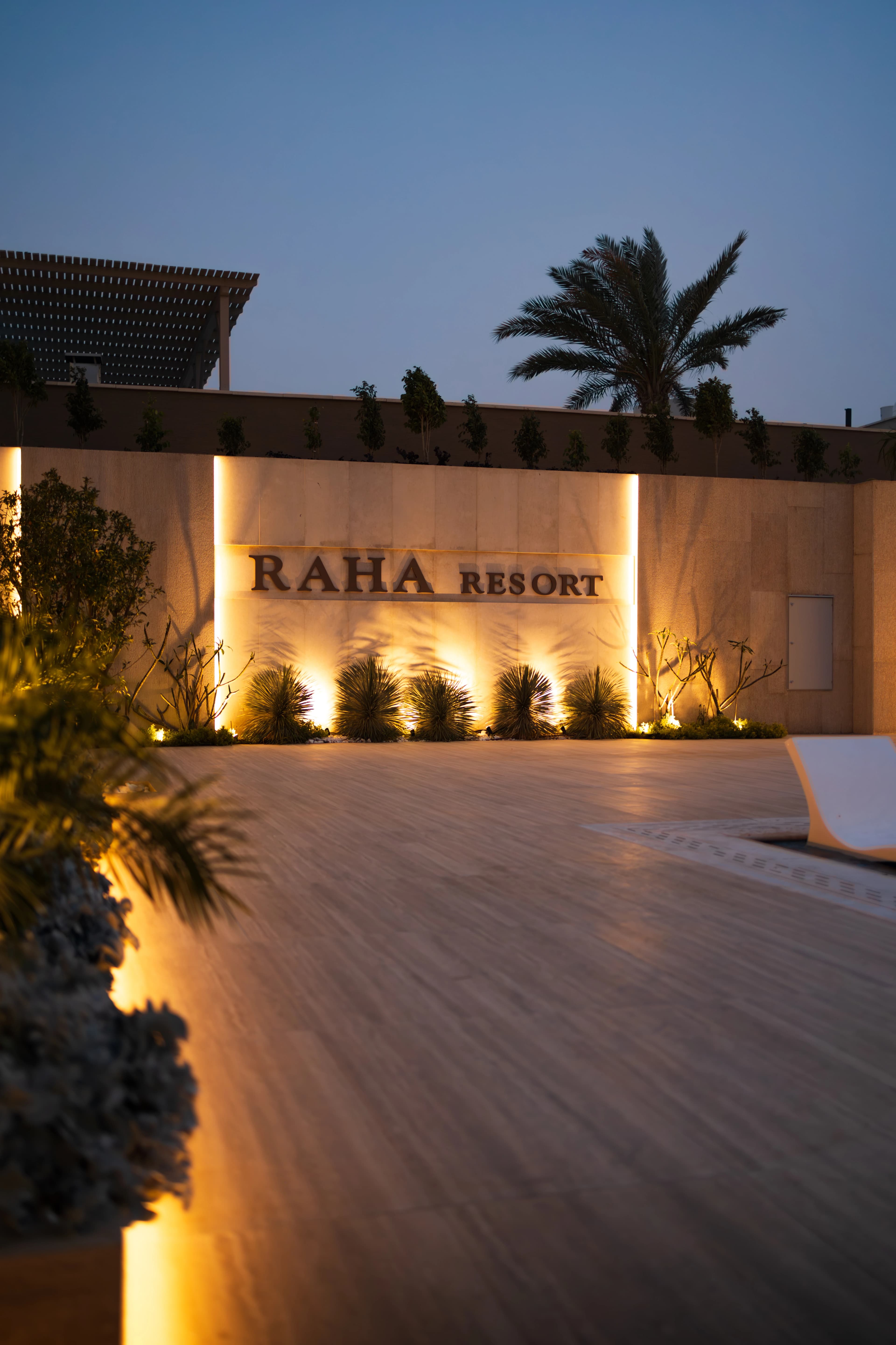 Entrance sign evening